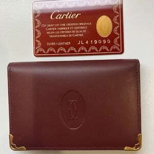 NWT Cartier Men's Burgundy Leather Card Holder vintage
